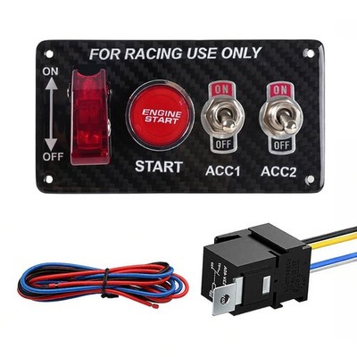 4In1 Carbon Fiber 12V LED Toggle Racing Car Ignition Switch Panel
