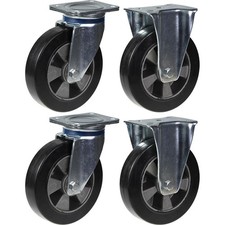 200 mm (8") zwenkwielen met zwart rubber, zwenkbaar en vast, zeer stevig, draagv