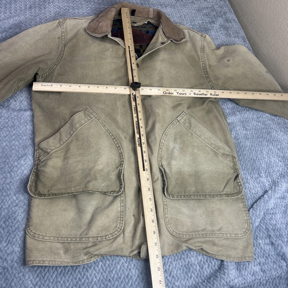 Woolrich Canvas Coat Jacket Men's M Chore Barn Aztec Navajo Wool Blanket Lined - Image 3 of 4