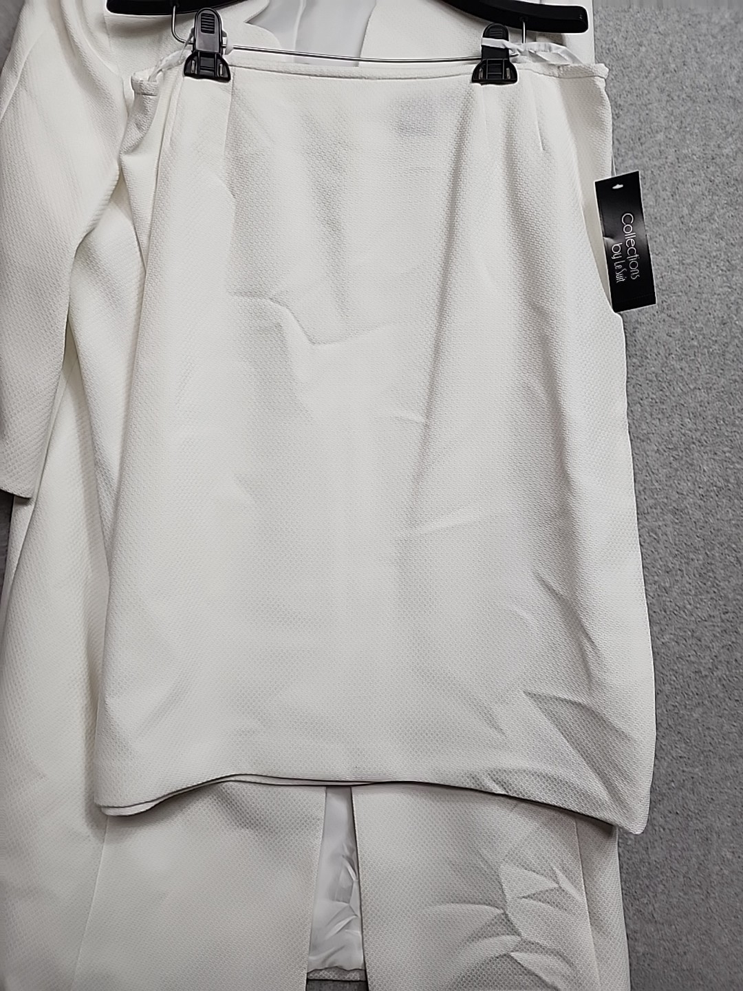 Vintage Le Suit Women's luxury Jacket Skirt/Duster White 2 Piece Set Sz 18 Y2K