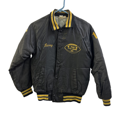 Vintage 1987 Lucas Little Jaguars Football Satin Bomber Jacket Boys Large Larry