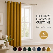 Blackout Single Door Curtains Plush Velvet 1 Panel Thermal & Soundproof Curtain