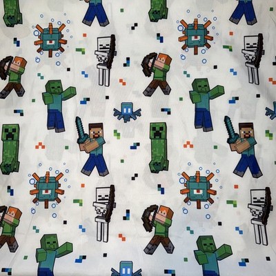 Minecraft ''Against Mobs'' Kids Microfiber FLAT Sheet 66 x96 