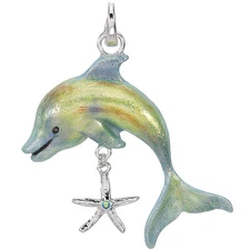 KIRKS FOLLY Dolphin Play Open Ring Charm  (SILVERTONE)