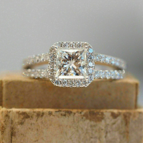 1.50Ct Lab Created Princess Diamond Promise Engagement Ring 14k White ...