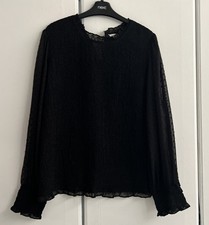 Monsoon Textured Long Sleeve Evening Top In Black.