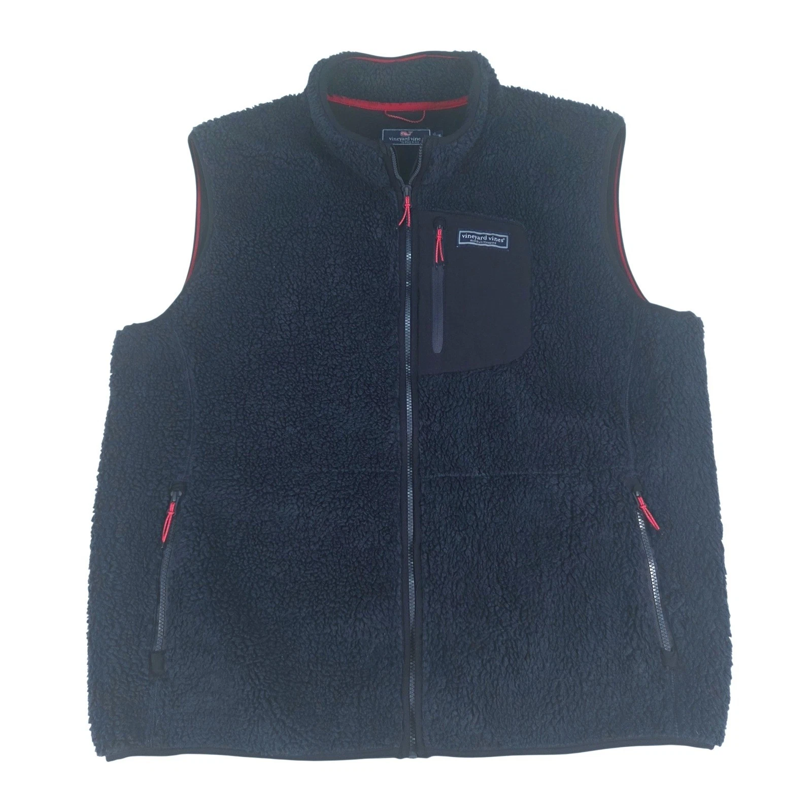 Vineyard Vines Fleece Vest Mens XXL Navy Blue Sherpa Full Zip Coastal Preppy