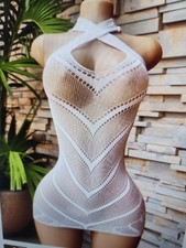 Women's Sheer Fishnet Halter Babydoll Dress For Performance And Themed Parties