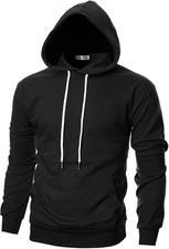 Mens Slim Fit Basic Pullover Hoodies Sweatshirt Lightweight Long Sleeve with Kan