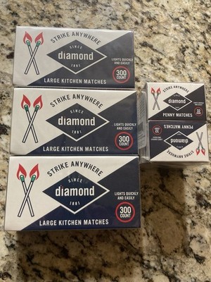 (4 Boxes) (300 & 32 Per Box) Greenlight Diamond Strike Anywhere Matches New