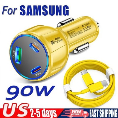 90W PD Fast Car Charger & Type-C Cable For Samsung Galaxy Z Flip7 FE Fold7 Flip6
