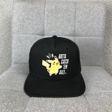 Pok mon Pikachu Hat Cap Snap Back One Size Black Mens Gotta Catch Em All Anime
