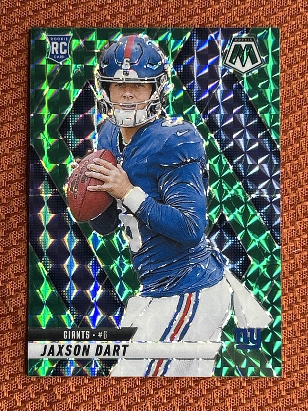 2025 Panini Mosaic Jaxson Dart Green Mosaic Prizm #362 Rookie (RC) NY Giants