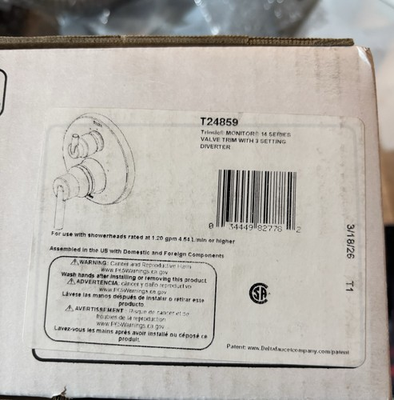 #ad Delta T24859 Trinsic 14 Series Pressure Balanced Valve Trim Chrome $209.00