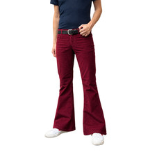 FLARES Burgundy Mens STRETCH bell bottoms Cords hippie vtg indie trousers 70s