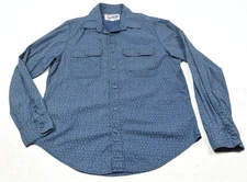 Schott Bros Utility Shirt Mens Medium Blue White Long Sleeve Button-Up Cotton