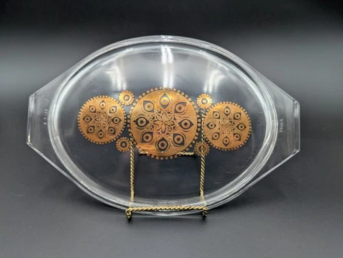 Vintage Replacement Pyrex Gold Medallion Lid 945-C Fits Divided Dish 1.5qt