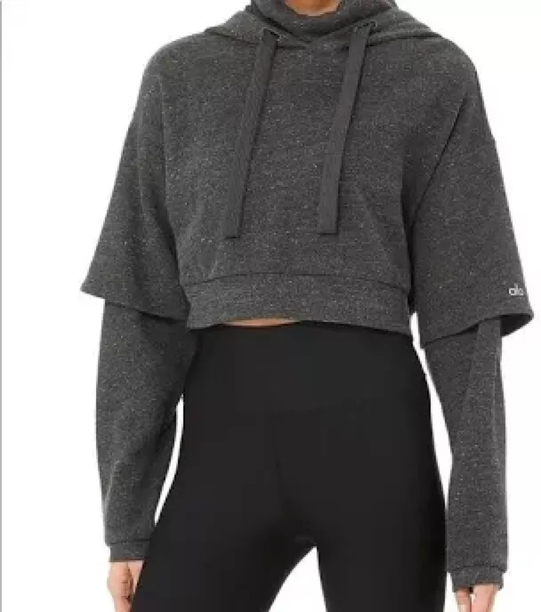 alo-yoga heathered eternall cropped hoodie