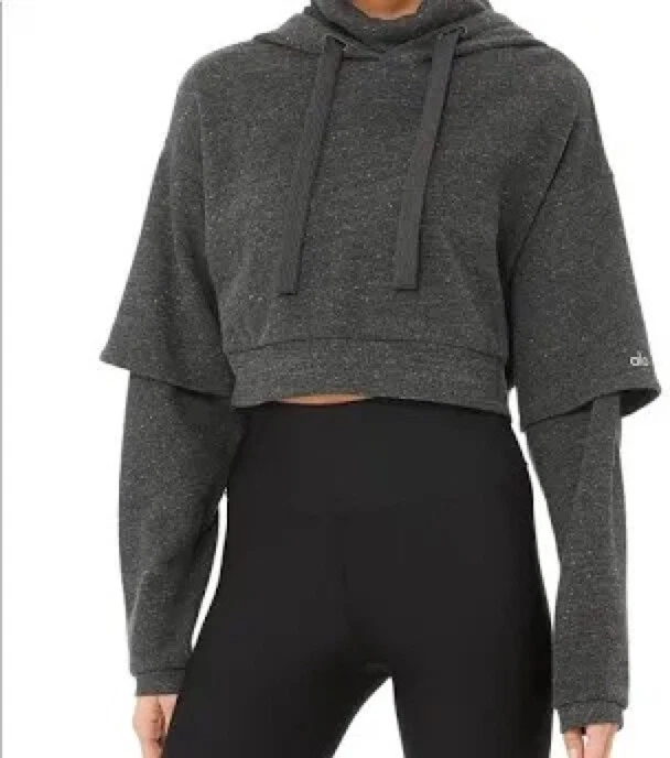 alo-yoga heathered eternall cropped hoodie