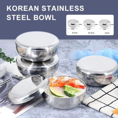 Koreanische Edelstahl Schüssel mit Deckel robust sicher und leicht zu reinigen - Bild 1 von 4