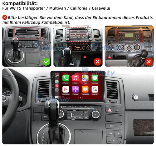 Radio 8 núcleos 6+128 GB CarPlay Android 13 navegación WIFI para VW T5 Transporter Multivan - Imagen 2 de 16