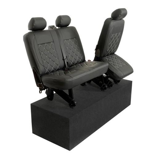 VW Transporter T5/T5.1 2ND Fila Seat Cubiertas Imitación Piel (2003-2015) Negro - Imagen 7 de 24