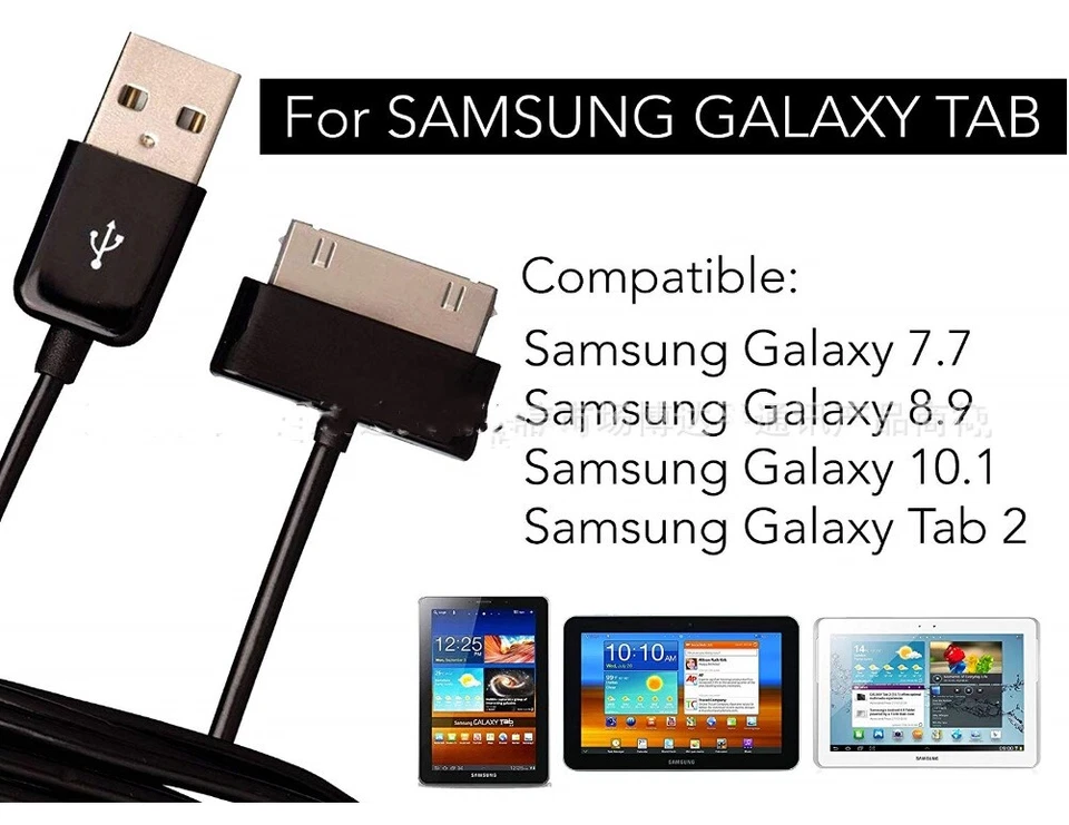 2X Cabo Carregador de Dados de Sincronização USB para Tablet Samsung Galaxy Fabricante de Equipamento Original 7.0 7.7 8.9 10.1 - Imagem 2 de 4