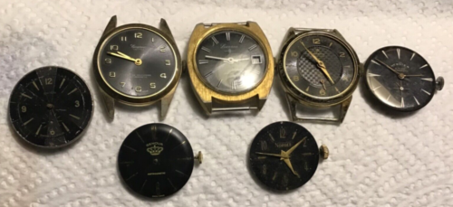 7 Old Watch Lot~LUCERNE~Genova~Norbee~MENS WRIST SWISS REPAIR Parts Only~Broken
