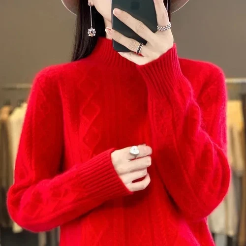 Women Sweater Wool Turtleneck Cashmere Knitwaer Casual Pullover Tops - Picture 7 of 36