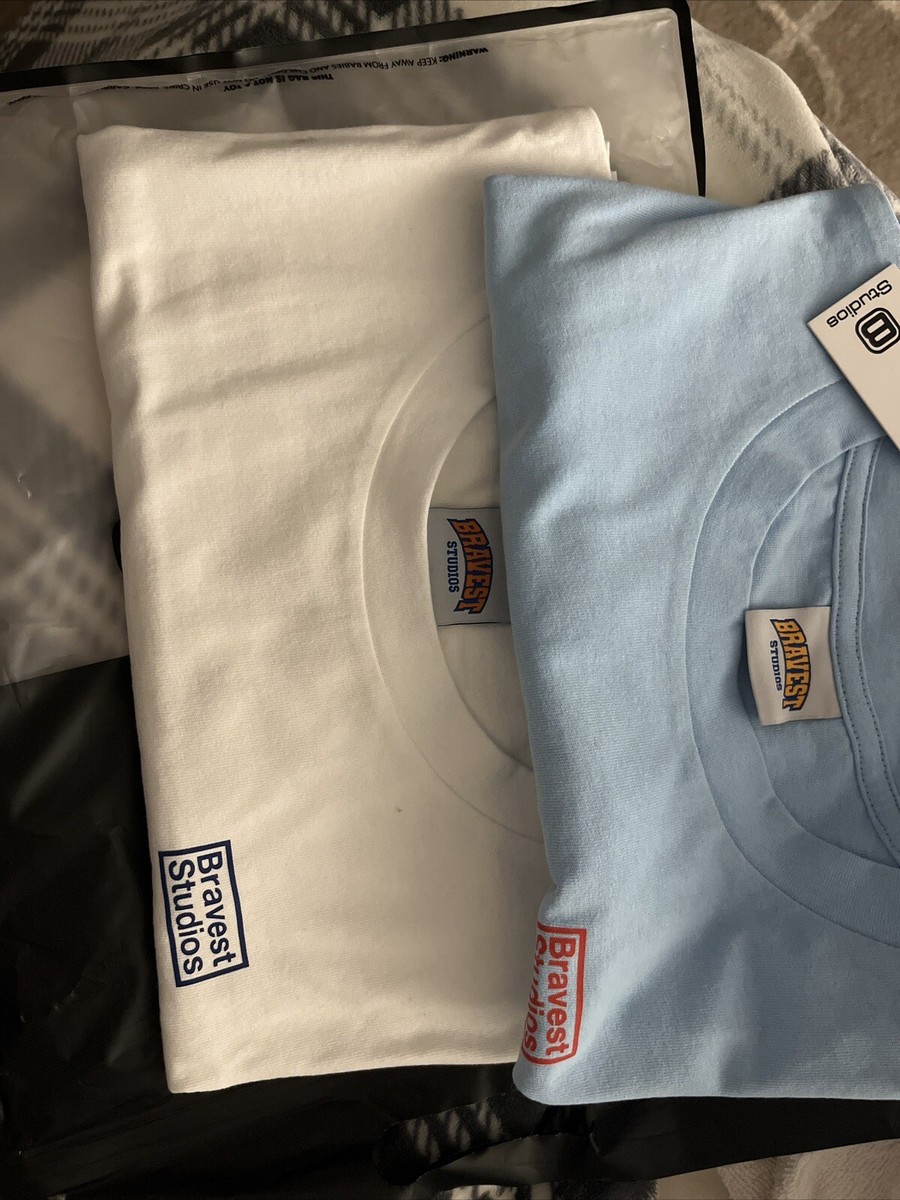 BRAVEST STUDIOS Blue+White 2 Tee Pack | eBay