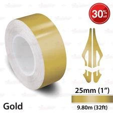 1" 25mm PinStriping Pin Stripe Tape SOLID Line Decor Decal Vinyl Sticker GOLD