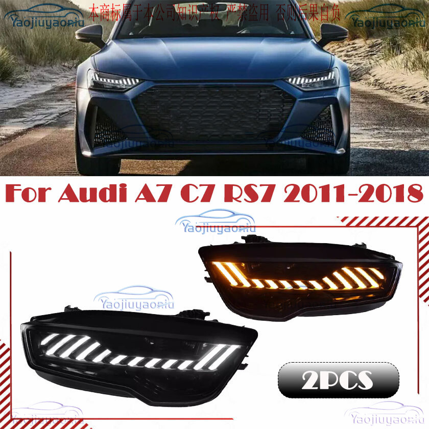 For 2011-2018 Audi A7 C7 RS7 Sequential Turn LED Headlights Front