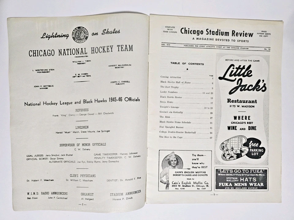 1945-46 Chicago Blackhawks Program vs Toronto Maple Leafs 01/01/1946 New Years - Image 3 of 4