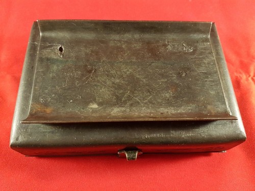 Vintage Solid Cast Iron Stamped Leather Lid Trinket Jewelry Box Made in Bulgaria - Picture 11 of 11
