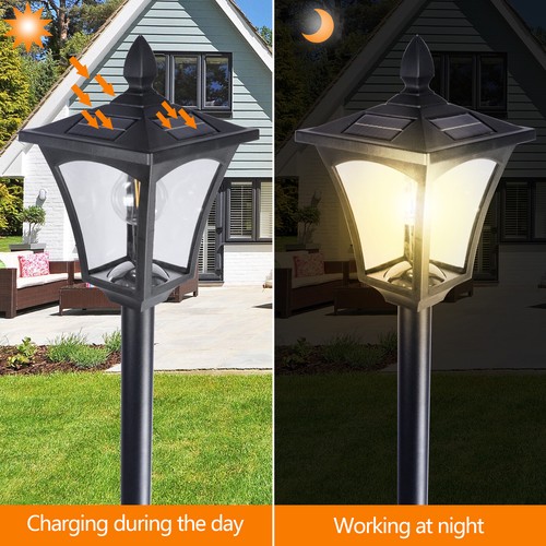 2Pack 63Inch LED Solar Post Light with Planter for Backyard Patio Garden Walkway - Picture 4 of 11