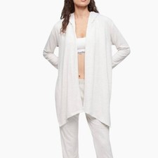 Calvin Klein QS6682-061 Women's White Hoodie Pure Lounge Flyaway Front
