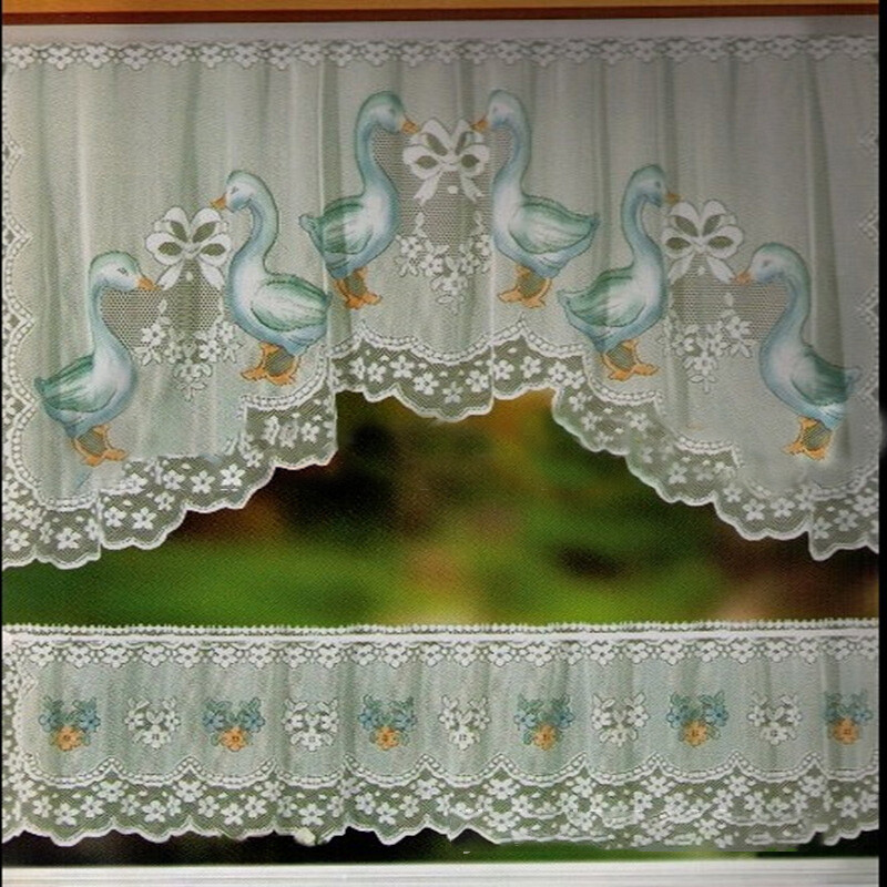 2Pcs Lace Coffee Cafe Net Curtain Panel Tier Curtain Kitchen Window