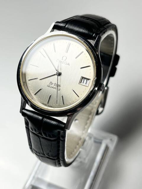 Omega De Ville Cal.1332 Vintage Date Silver Quartz Mens Watch Authentic Working ZN10048