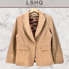 St Bernard Vintage Women 90s Beige Brown Check Blazer Size 14 ref357
