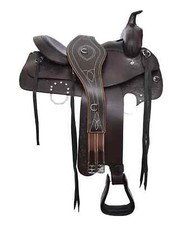 Premium Leather Western Barrel Racing Horse Saddle Tack Set Size 14" to 18"