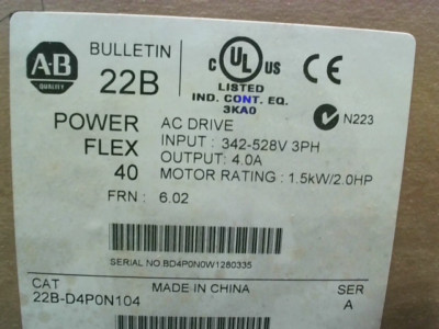 22B-D4P0N104 PowerFlex 525 Drive 4A 480VAC