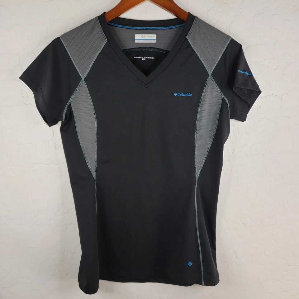 Columbia Sportswear Camiseta Para Mujer Pequeña Negra Gris Ventilada Omni-Freeze Ice Top Foto 4 de 4
