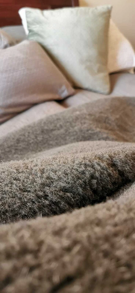 Echt Merino Wolldecke Tagesdecke Decke Bettüberwurf Schurwolle Echthaar - Bild 2 von 4