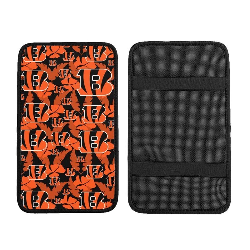 Cincinnati Bengals Car Armrest Cushion Hawaiian Print Auto Car Box Cover Pad