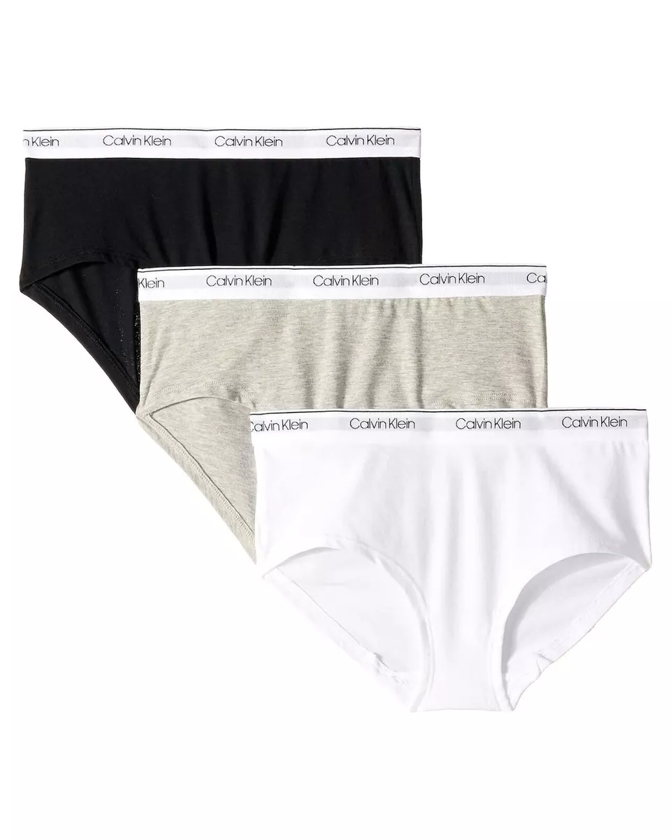 Calvin Klein L77634 Girls 3-Pack Modern Cotton Hipster Underwear Size L