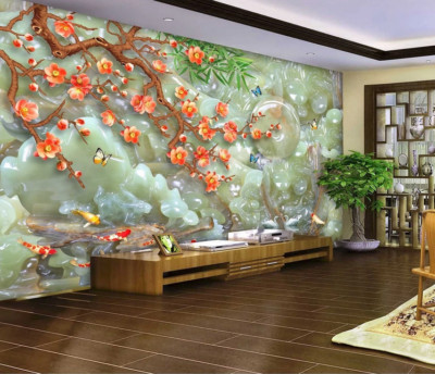 3D Jade Flower Branch ZHUA4861 Wallpaper Wall Murals Removable Self-adhesive Ann
