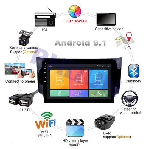 10.1" Android 9.1 Car Stereo Radio GPS For Nissan Sentra 2013-2018 Mirror-Link - Picture 2 of 12