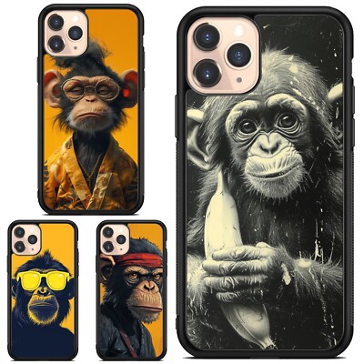 For Apple iPhone Samsung Galaxy cartoon monkey illustration Rugged Cover