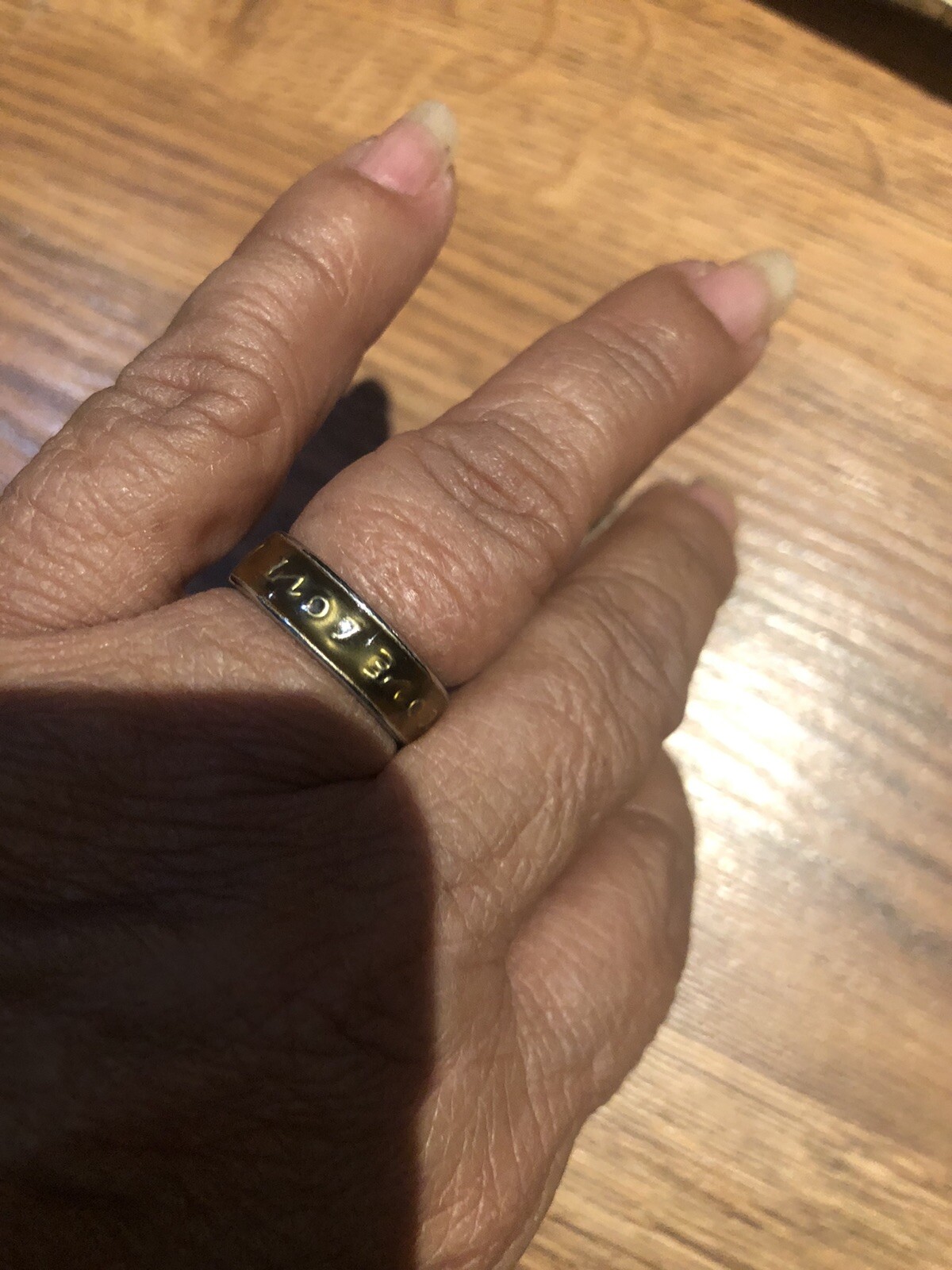 Silver Tone LOVE Ring Size 6 Stackable Brown Enam… - image 3