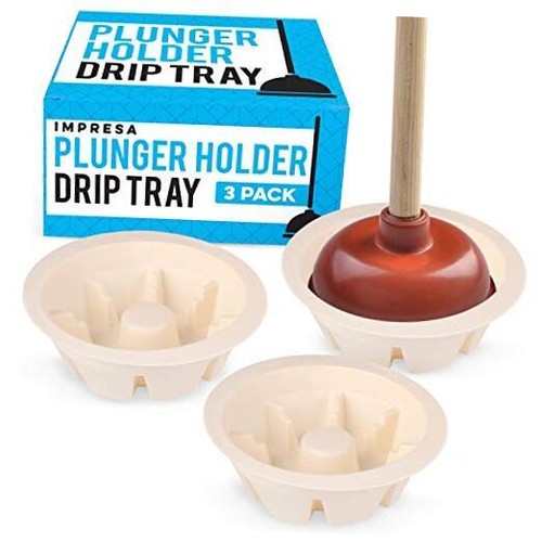Universal Toilet Plunger Holder Drip Tray Caddy Pack of 3, Hygienically Holds - Picture 5 of 5